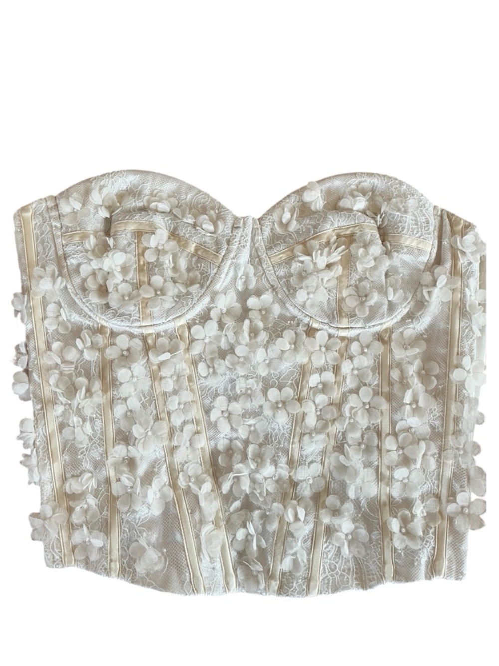 Ann Taylor Ivory Lace 3D Floral & Pearl Appliqué Bustier Corset size 6 - Picture 3 of 13